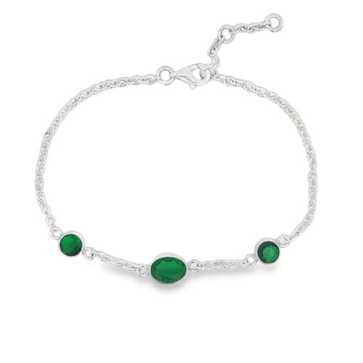 Sterling Silver Sparkling Green Crystal Bracelet