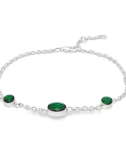 Sterling Silver Sparkling Green Crystal Bracelet
