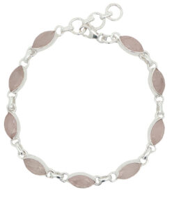 Sterling Silver Marquise Rose Quartz Bracelet