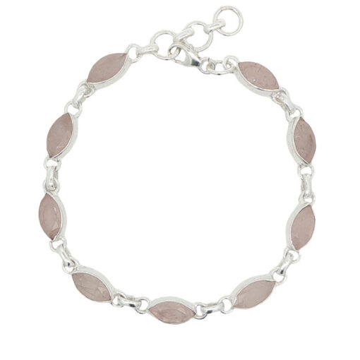 Sterling Silver Marquise Rose Quartz Bracelet