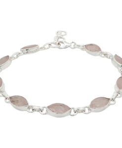 Sterling Silver Marquise Rose Quartz Bracelet