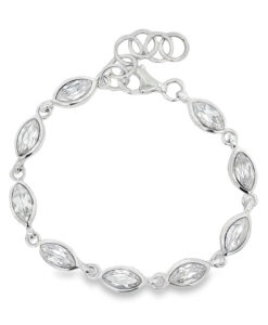 Sterling Silver Marquise Cubic Zirconia Bracelet