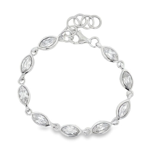 Sterling Silver Marquise Cubic Zirconia Bracelet