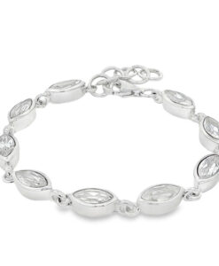 Sterling Silver Marquise Cubic Zirconia Bracelet
