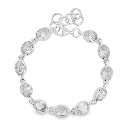 Sterling Silver Oval Cubic Zirconia Bracelet