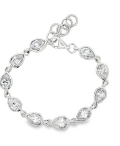 Sterling Silver Pear Cubic Zirconia Bracelet