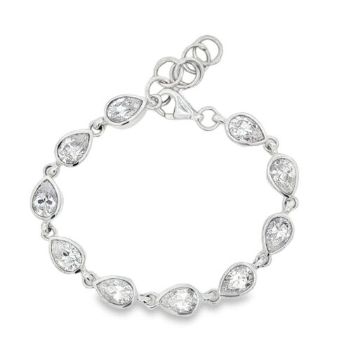 Sterling Silver Pear Cubic Zirconia Bracelet