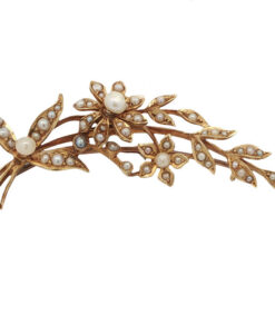 Vintage 15ct Gold Pearl Flower Spray Brooch
