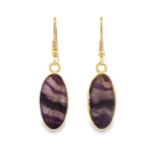 9ct Yellow Gold Blue John Drop Earrings – Sheffield 2007