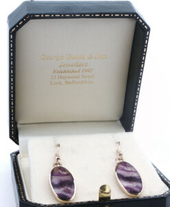 9ct Yellow Gold Blue John Drop Earrings