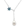 Sterling Silver Blue Topaz Flower and Pearl Necklace