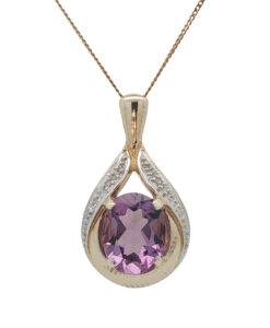 9ct Gold Diamond and Amethyst Pendant