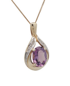 9ct Gold Diamond and Amethyst Pendant