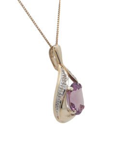9ct Gold Diamond and Amethyst Pendant