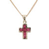 9ct Gold Ruby Cross Pendant with Chain