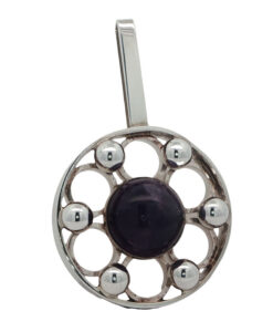 Sterling Silver Amethyst Pendant – Aksel Holmsen, Norway (c.1950s–60s)