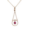 front view of rose gold ruby necklace