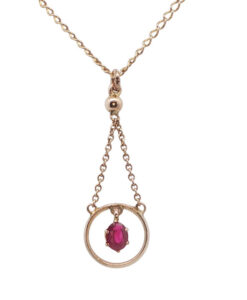 vintage 9ct rose gold ruby necklace