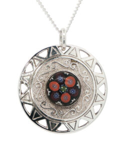 Scottish Caithness Jewellery Sterling Silver Millefiori Glass Pendant