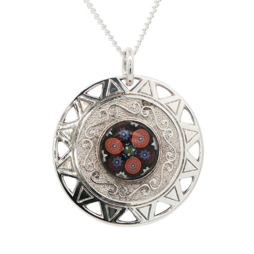 Scottish Caithness Jewellery Sterling Silver Millefiori Glass Pendant