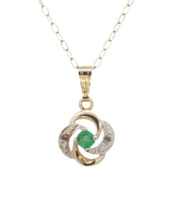 9ct Gold Emerald Swirl Pendant