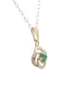 9ct Gold Emerald Swirl Pendant