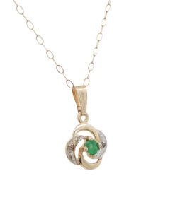 9ct Gold Emerald Swirl Pendant