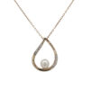 9ct Gold Diamond and Pearl Pendant with Chain