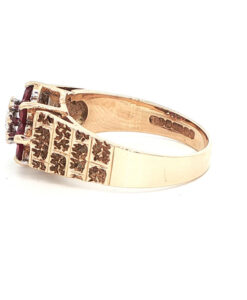 Vintage 9ct Gold Diamond and Ruby Cluster Ring