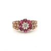 Vintage 9ct Gold Diamond and Ruby Cluster Ring
