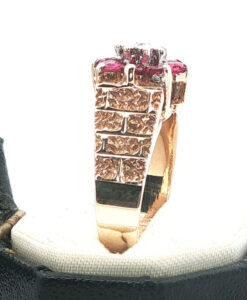 Vintage 9ct Gold Diamond and Ruby Cluster Ring