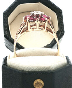 Vintage 9ct Gold Diamond and Ruby Cluster Ring