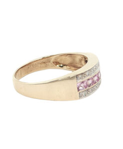 Diamond and Pink Sapphire Band Ring