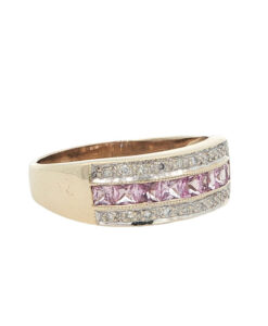 Diamond and Pink Sapphire Band Ring