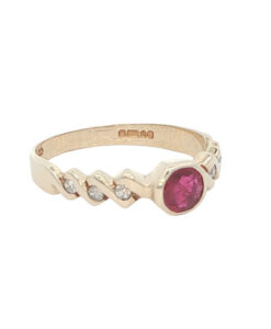 9ct Yellow Gold Ruby and Diamond Band Ring