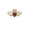 9ct Yellow Gold Garnet Claddagh Ring