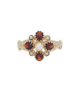 9ct Yellow Gold Pearl and Garnet Cluster Ring