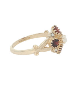 9ct Yellow Gold Pearl and Garnet Cluster Ring
