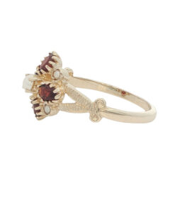 9ct Yellow Gold Pearl and Garnet Cluster Ring