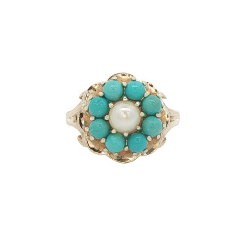 front of turquoise and pearl ring
