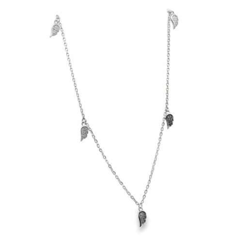 Sterling Silver Sparkling Angel Wings Necklace