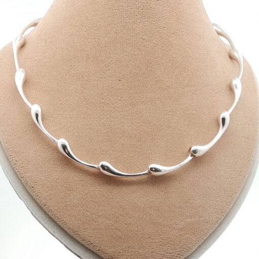 Vintage Sterling Silver Wave Necklace