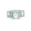 9ct Yellow Gold Three Stone Aquamarine and Diamond Ring