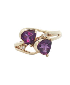 9ct Gold Amethyst Heart & Diamond Ring