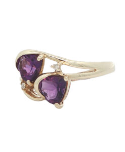 Alternative view of 9ct Gold Amethyst Heart & Diamond Ring