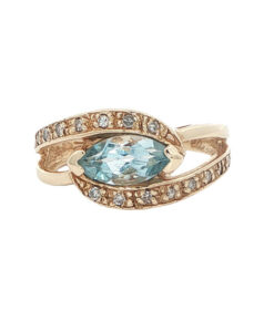 9ct Yellow Gold Aquamarine and Diamond Ring