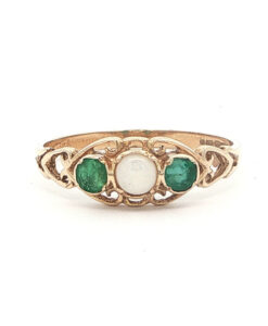 9ct Yellow Gold Emerald and Opal Ring
