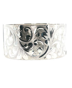 Vintage 1972 Sterling Silver Wide Engraved Bangle