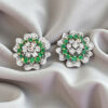 Diamond and emerald cluster earrings in 18ct gold