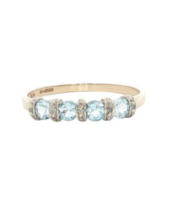 9ct Yellow Gold Diamond and Aquamarine Band Ring
